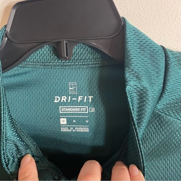 Nike Dri Fit Zip Neck Pullover Shirt Sweatshirt Medium Standard Fit Green Blue - Picture 4 of 6